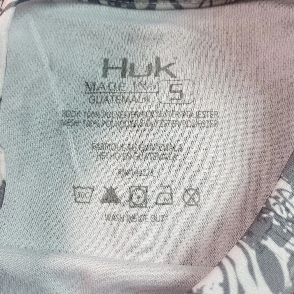 Huk Fishing Long Sleeve Performance Shirt Mens Small Camo Gray White